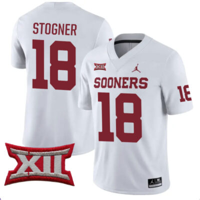 Alternative view of Austin Stogner Oklahoma Sooners College Football Game Jersey - All Stitched