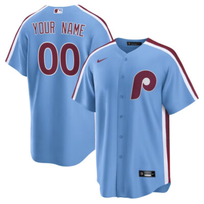 Custom Philadelphia Phillies Powder Blue Throwback Jersey - All Stitched