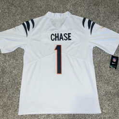 Alternative view of Custom Cincinnati Bengals White Away Game Jersey - All Stitched