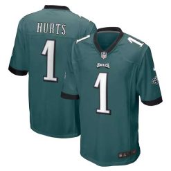 Alternative view of Jalen Hurts Philadelphia Eagles Midnight Green Game Jersey - All Stitched