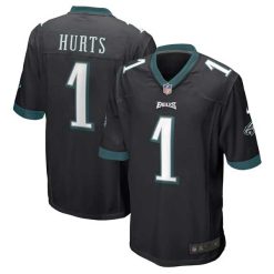 Alternative view of Jalen Hurts Philadelphia Eagles Black Game Jersey - All Stitched