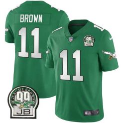 Alternative view of A.J. Brown Philadelphia Eagles Kelly Green Throwback Jersey - All Stitched