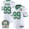 Jerome Brown Philadelphia Eagles White Throwback Jersey w/ JB Memorial Patch - All Stitched