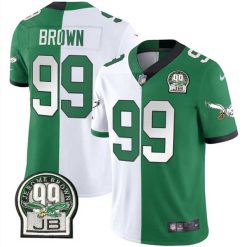 Jerome Brown Philadelphia Eagles Split Throwback Jersey w/ JB Memorial Patch - All Stitched