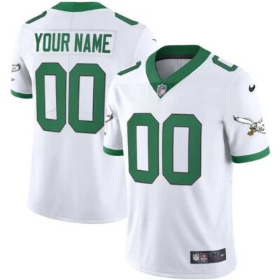 Custom Philadelphia Eagles White Throwback Jersey - All Stitched