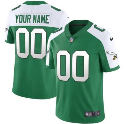 Custom Philadelphia Eagles Alternate Kelly Green Throwback Jersey - All Stitched