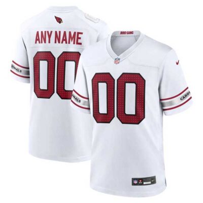 Custom Arizona Cardinals Away Game Jersey White - All Stitched