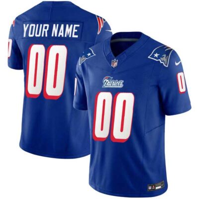 Custom New England Patriots Blue 90s Throwback Vapor Limited Jersey - All Stitched