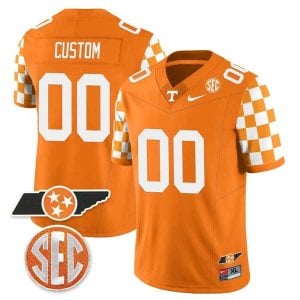 Tennessee Volunteers College Checkerboard Football All Stitched Custom Jersey - Orange