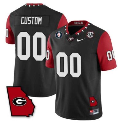 Georgia Bulldogs Football Color Sleeve All Stitched Custom Jersey - Black