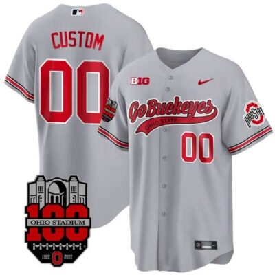 Ohio State Buckeyes Baseball "Go Buckeyes" Concept Stitched Custom Jersey - Gray