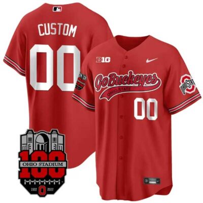 Ohio State Buckeyes Baseball "Go Buckeyes" Concept Stitched Custom Jersey - Scarlet
