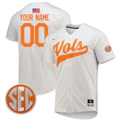 Tennessee Volunteers College Baseball Stitched Custom Name & Number Jersey - White