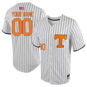 Custom Tennessee Volunteers Baseball White Pinstripe Jersey - All Stitched