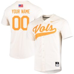 Alternative view of Tennessee Volunteers College Baseball Stitched Custom Name & Number Jersey - Cream