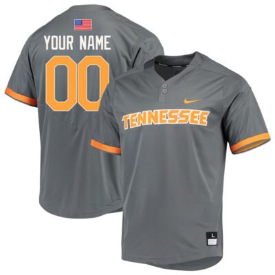 Alternative view of Tennessee Volunteers College Baseball Two Button Stitched Custom Name & Number Jersey - Smokey Gray