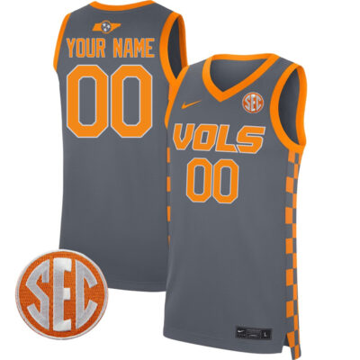 Tennessee Volunteers College Basketball Stitched Custom Game Jersey - Gray