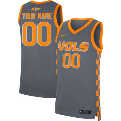 Alternative view of Tennessee Volunteers College Basketball Stitched Custom Game Jersey - Gray