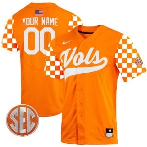 Tennessee Volunteers College Baseball "Checkerboard" Stitched Custom Jersey - Orange