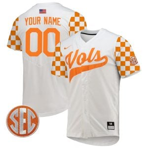 Tennessee Volunteers College Baseball "Checkerboard" Stitched Custom Jersey - White