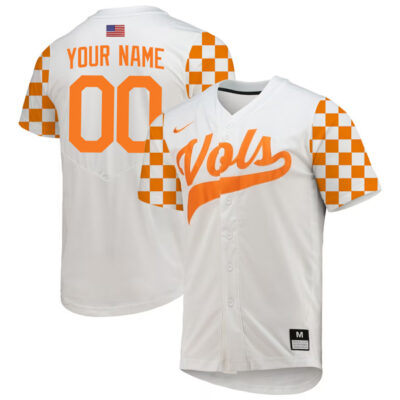 Alternative view of Tennessee Volunteers College Baseball "Checkerboard" Stitched Custom Jersey - White