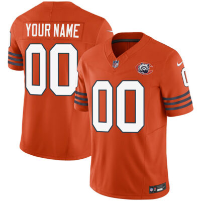Custom Chicago Bears Throwback Jersey Orange - All Stitched