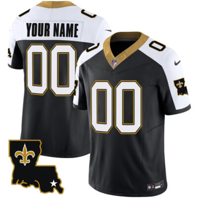 Custom New Orleans Saints Alternate Black 1987 Throwback Jersey - All Stitched