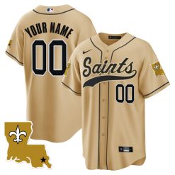 Custom New Orleans Saints Baseball Gold 1987 Legacy Vapor Limited Jersey - All Stitched