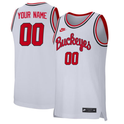 Alternative view of Ohio State Buckeyes College Basketball Retro Stitched Custom Jersey - White