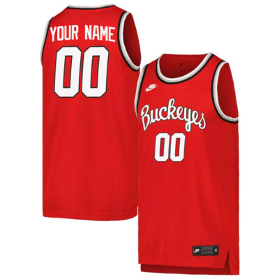 Alternative view of Ohio State Buckeyes College Basketball Retro Custom Jersey - Scarlet