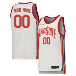 Alternative view of Custom Ohio State Buckeyes College Basketball White Jersey