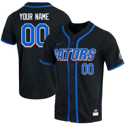 Alternative view of Custom Florida Gators College Baseball Game Jersey - Black