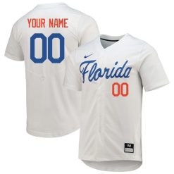 Alternative view of Custom Florida Gators College Baseball Game Jersey - White
