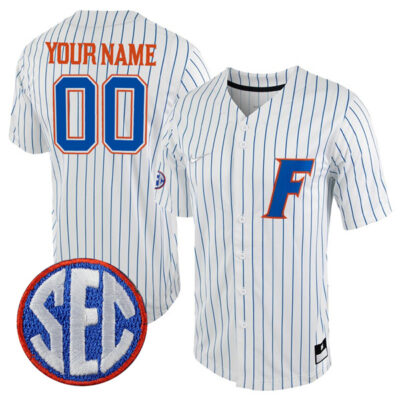 Custom Florida Gators College Baseball Game Jersey - Pinstripe