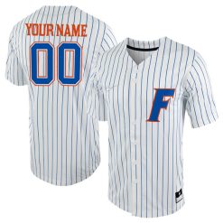 Alternative view of Custom Florida Gators College Baseball Game Jersey - Pinstripe