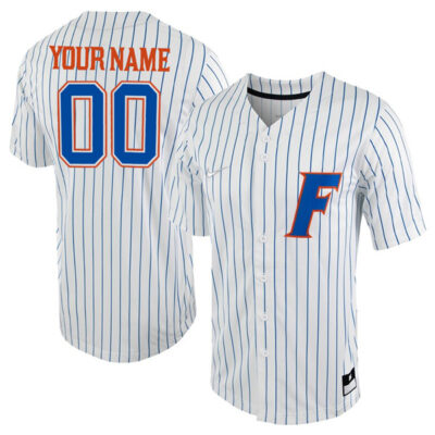 Alternative view of Custom Florida Gators College Baseball Game Jersey - Pinstripe
