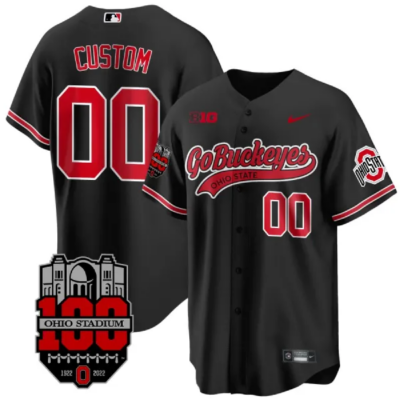 Ohio State Buckeyes Baseball "Go Buckeyes" Concept Stitched Custom Jersey - Black