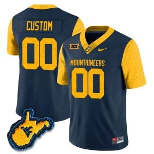 West Virginia Mountaineers Country Roads All Stitched Custom Jersey - Navy