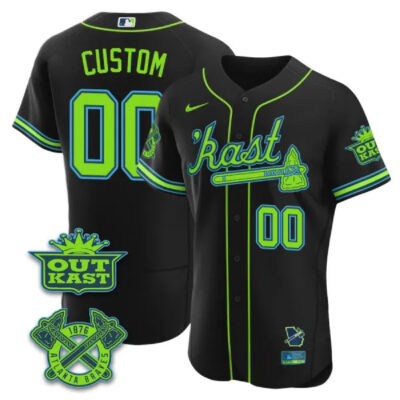Atlanta Braves 'Kast Black Custom Black Jersey - All Stitched