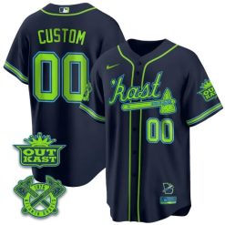Alternative view of Atlanta Braves 'Kast Black Custom Navy Jersey - All Stitched