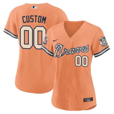 Alternative view of Atlanta Braves Peaches n Cream Custom Jersey - All Stitched