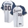 Atlanta Braves Peaches n Cream Navy Sleeve Custom Jersey - All Stitched