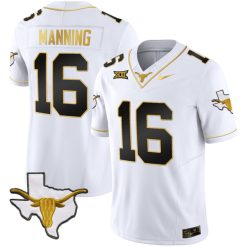 Arch Manning Texas Longhorns Gold Version Stitched Jersey - White Gold