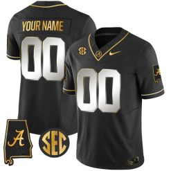 Alabama Crimson Tide “Alabama Map” Stitched Custom Jersey – Limited Black