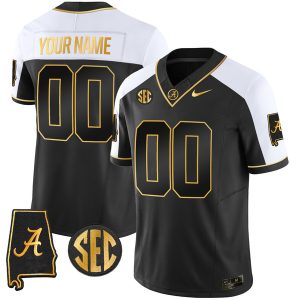 Alabama Crimson Tide “Alabama Map” Stitched Custom Jersey – Alternate Black