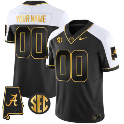Alabama Crimson Tide “Alabama Map” Stitched Custom Jersey – Alternate Black