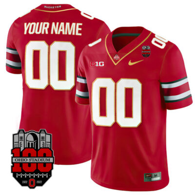 Ohio State Buckeyes Football Gold Version Stitched Custom Jersey - Scarlet