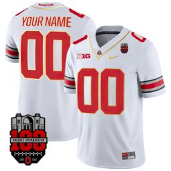 Ohio State Buckeyes Gold Version Stitched Custom Jersey - White