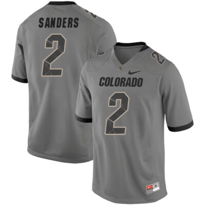 Shedeur Sanders Colorado Buffaloes College Football Gray Game Jersey - All Stitched