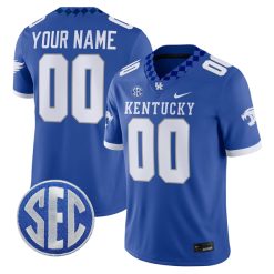 Kentucky Wildcats College Football Stitched Custom Game Jersey - Royal Blue